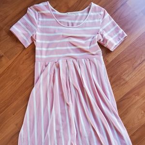 Pink & White Striped Maternity Dress